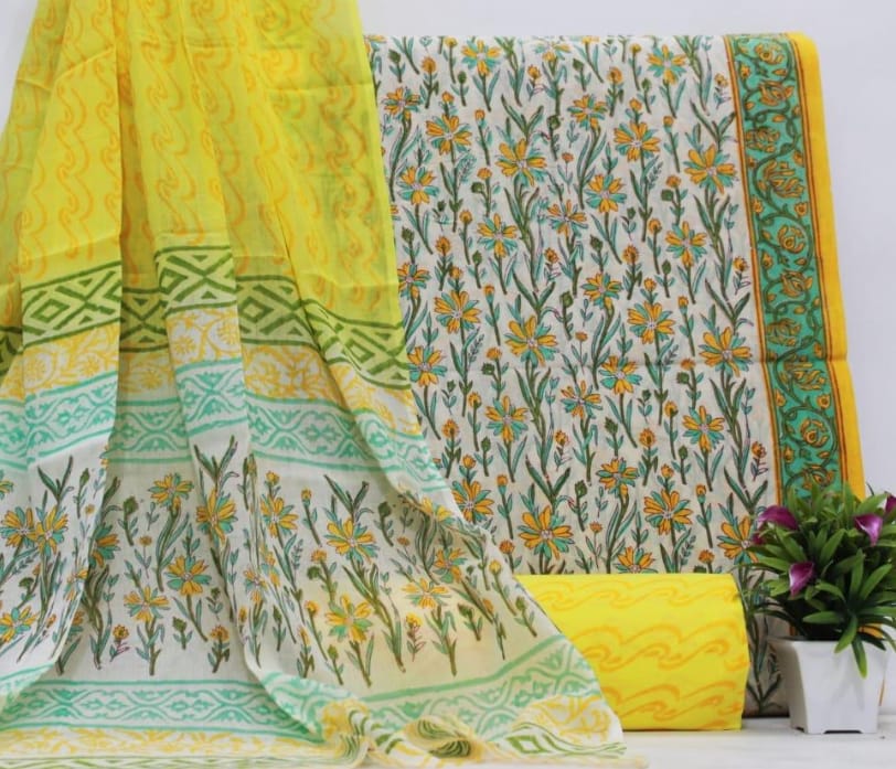 Royal Heritage Cotton Dress Material With Cotton Dupatta