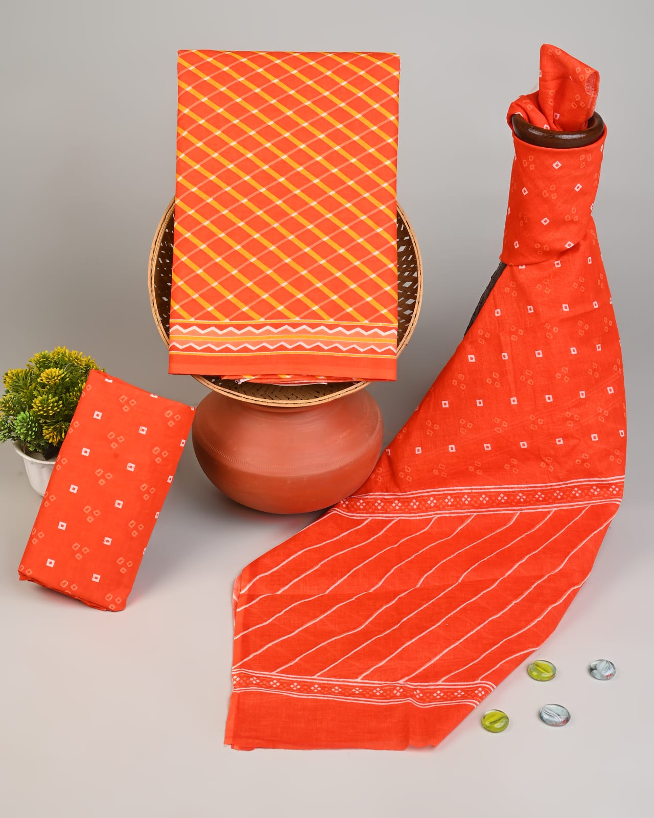 Royal Heritage Cotton Dress Material With Cotton Dupatta