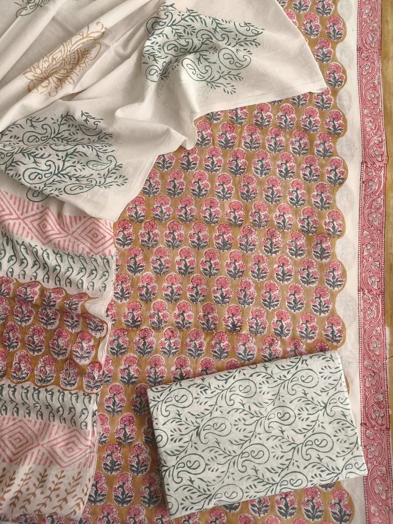 Royal Heritage Cotton Dress Material With Cotton Dupatta