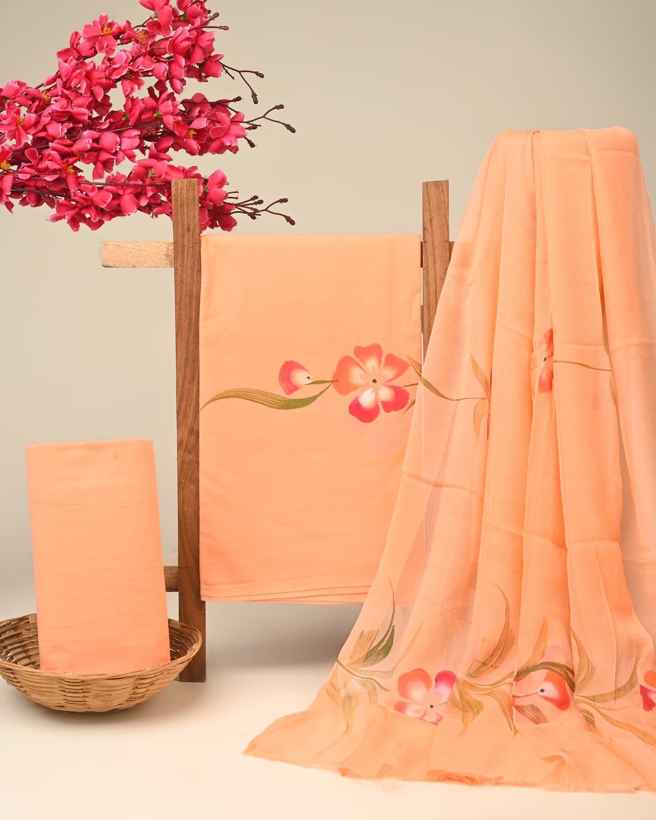 Royal Heritage Cotton Dress Materials with Chiffon Dupatta