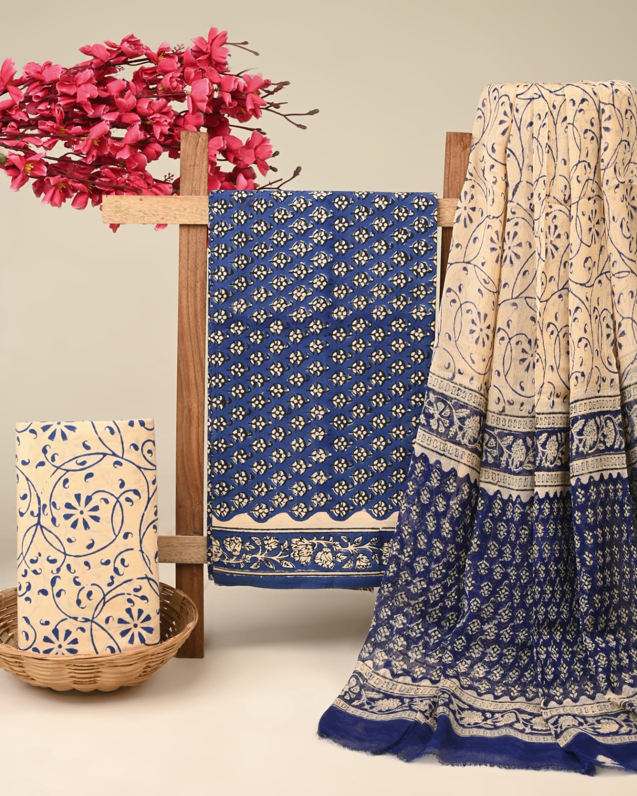 Royal Heritage Cotton Dress Materials with Chiffon Dupatta
