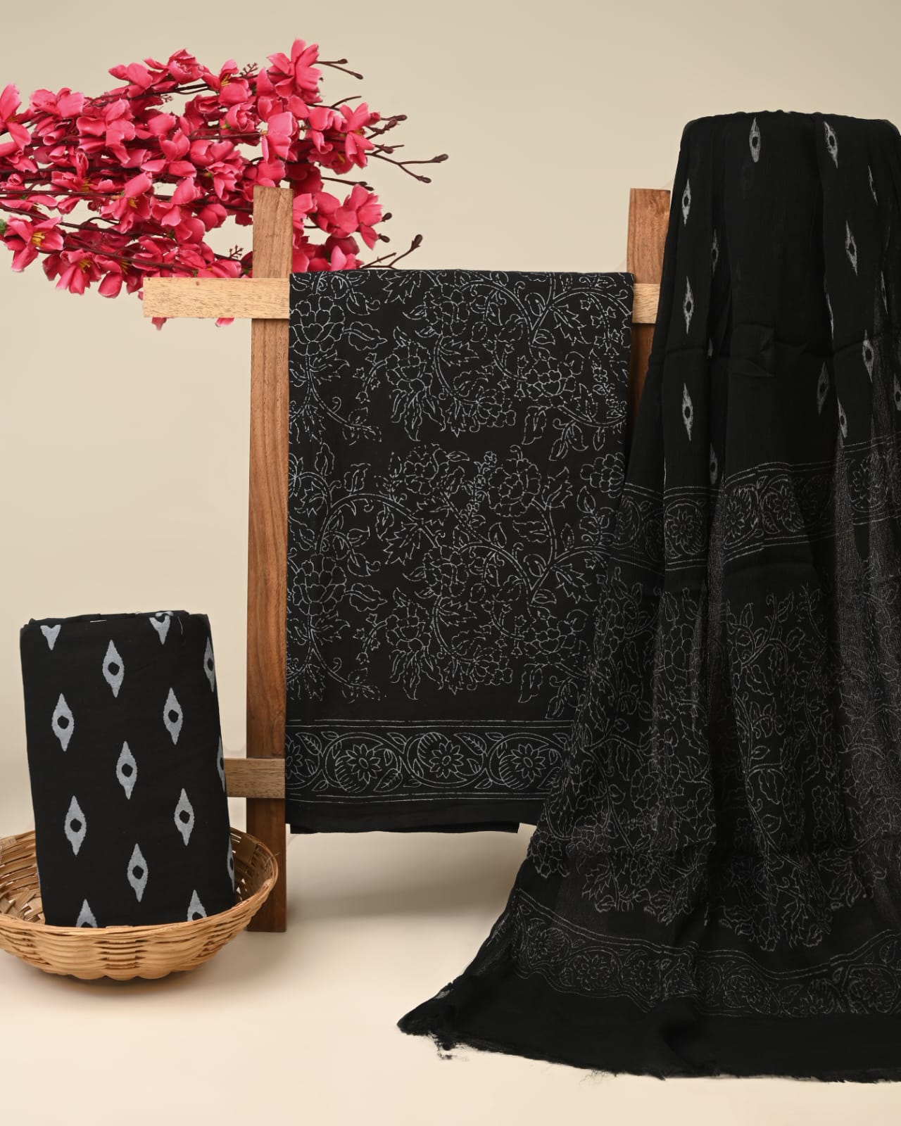 Royal Heritage Cotton Dress Materials with Chiffon Dupatta