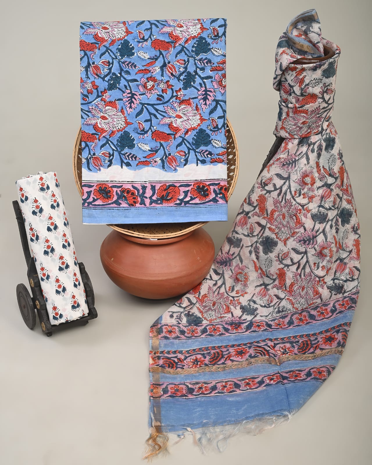 Royal Heritage Cotton Dress Material With Chanderi Dupatta