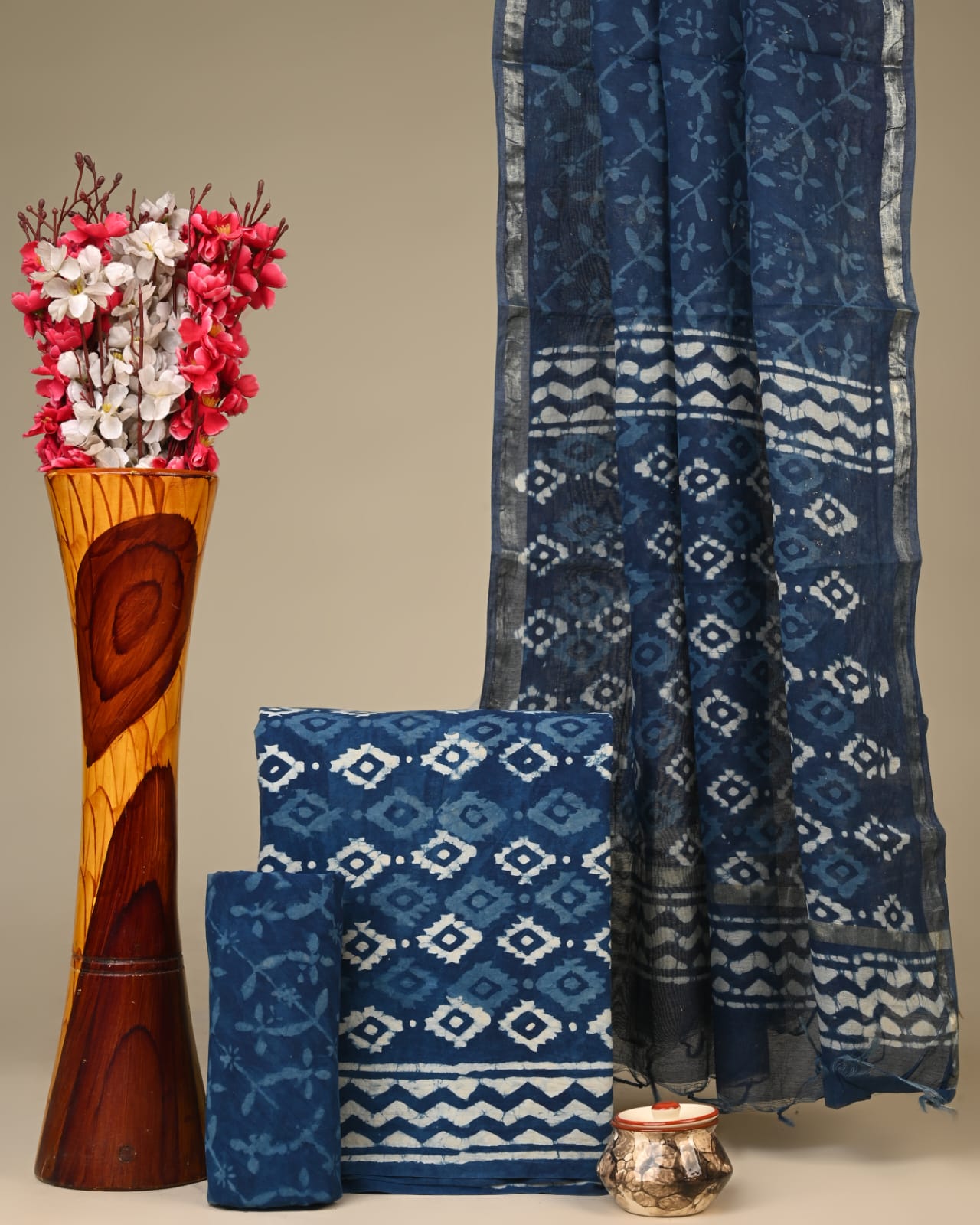 Royal Heritage Cotton Dress Material With Chanderi Dupatta