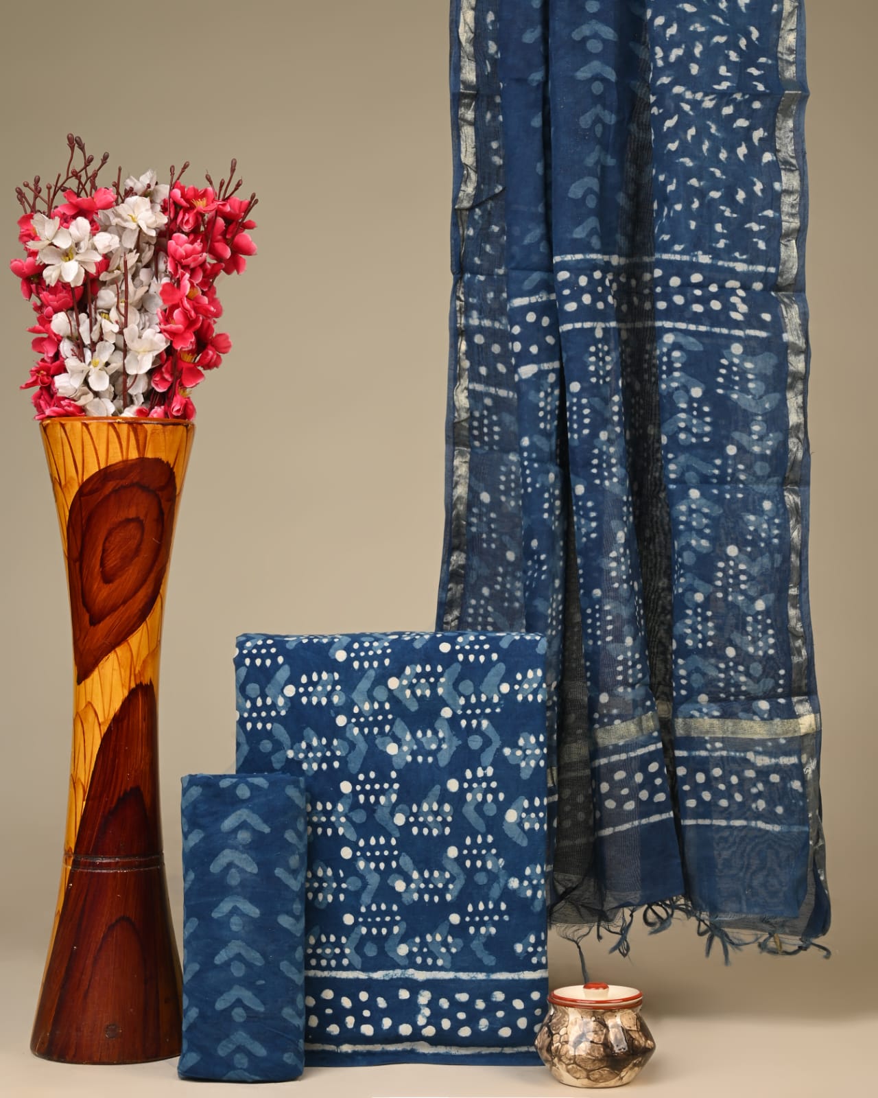 Royal Heritage Cotton Dress Material With Chanderi Dupatta