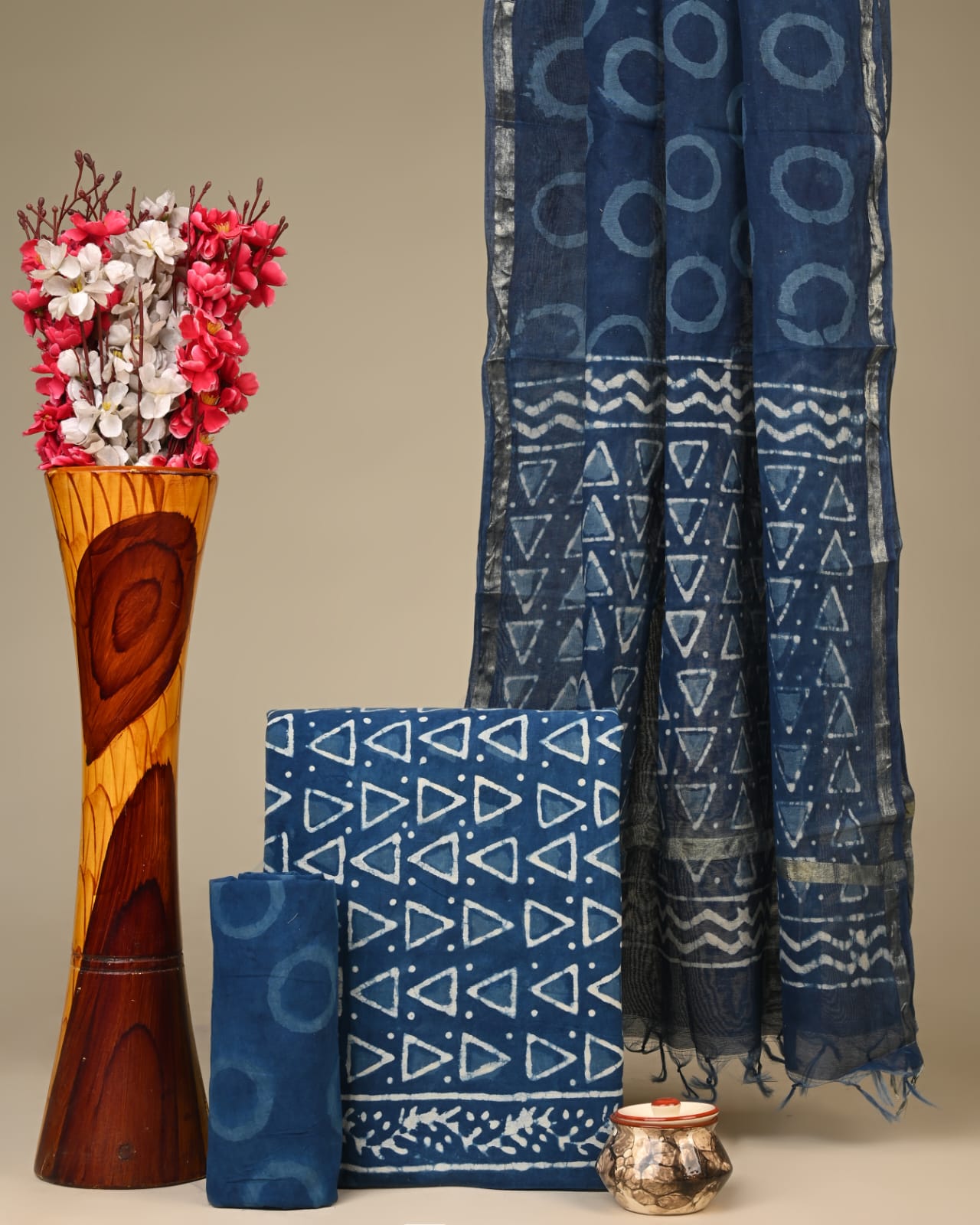 Royal Heritage Cotton Dress Material With Chanderi Dupatta