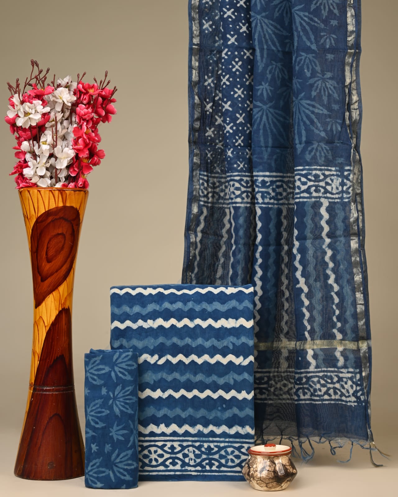 Royal Heritage Cotton Dress Material With Chanderi Dupatta