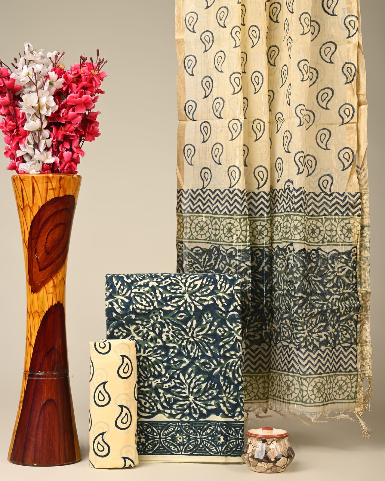 Royal Heritage Cotton Dress Material With Chanderi Dupatta