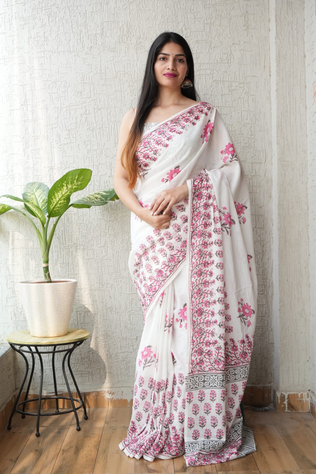 Jaipur Hand Block Printed Mulmul Cotton Saree