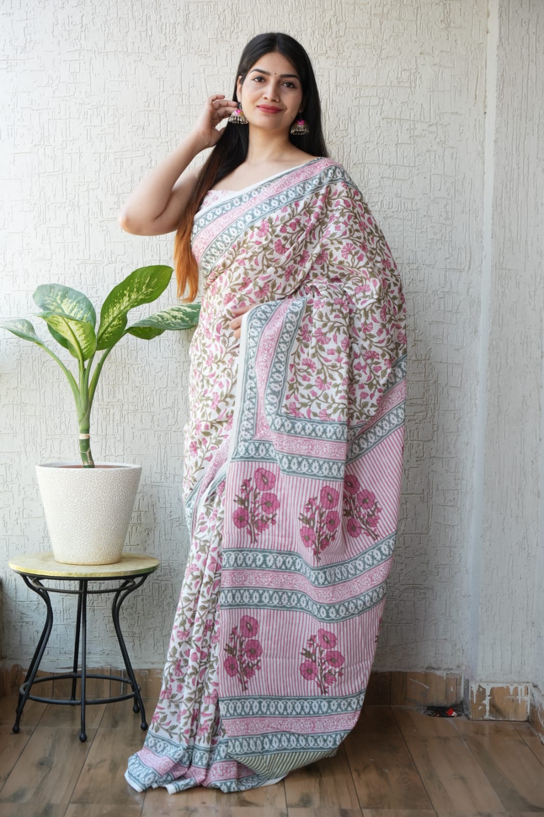 Jaipur Hand Block Printed Mulmul Cotton Saree