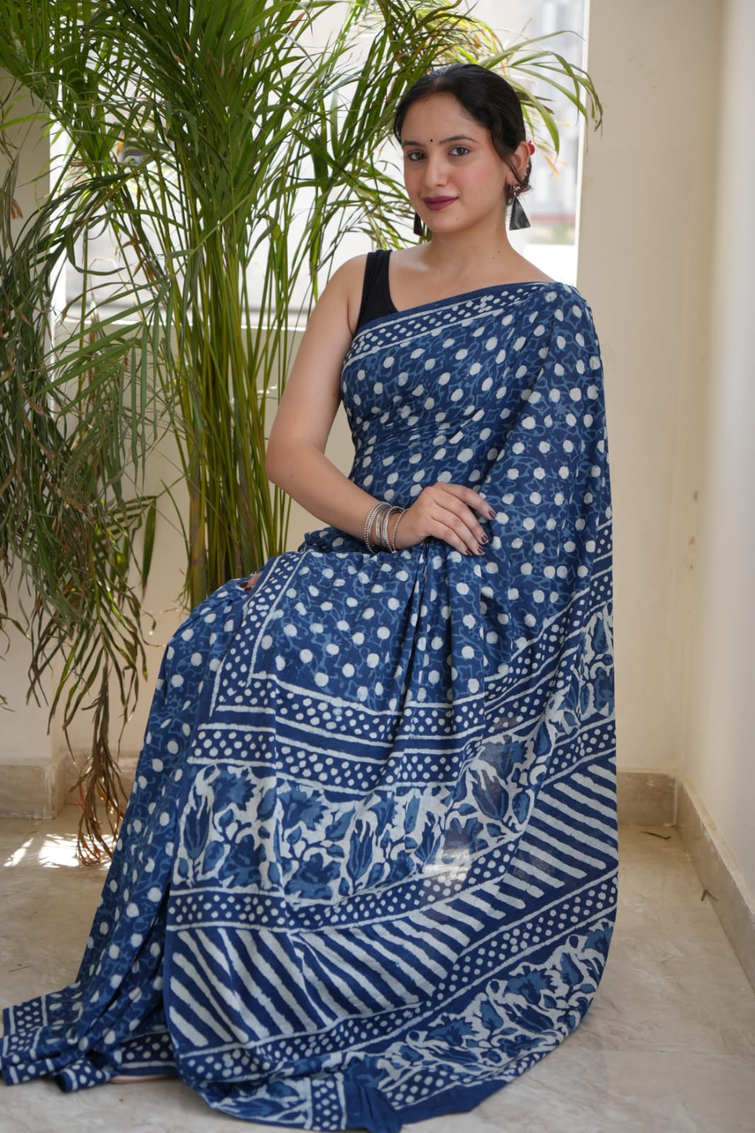 Jaipur Hand Block Printed Mulmul Cotton Saree