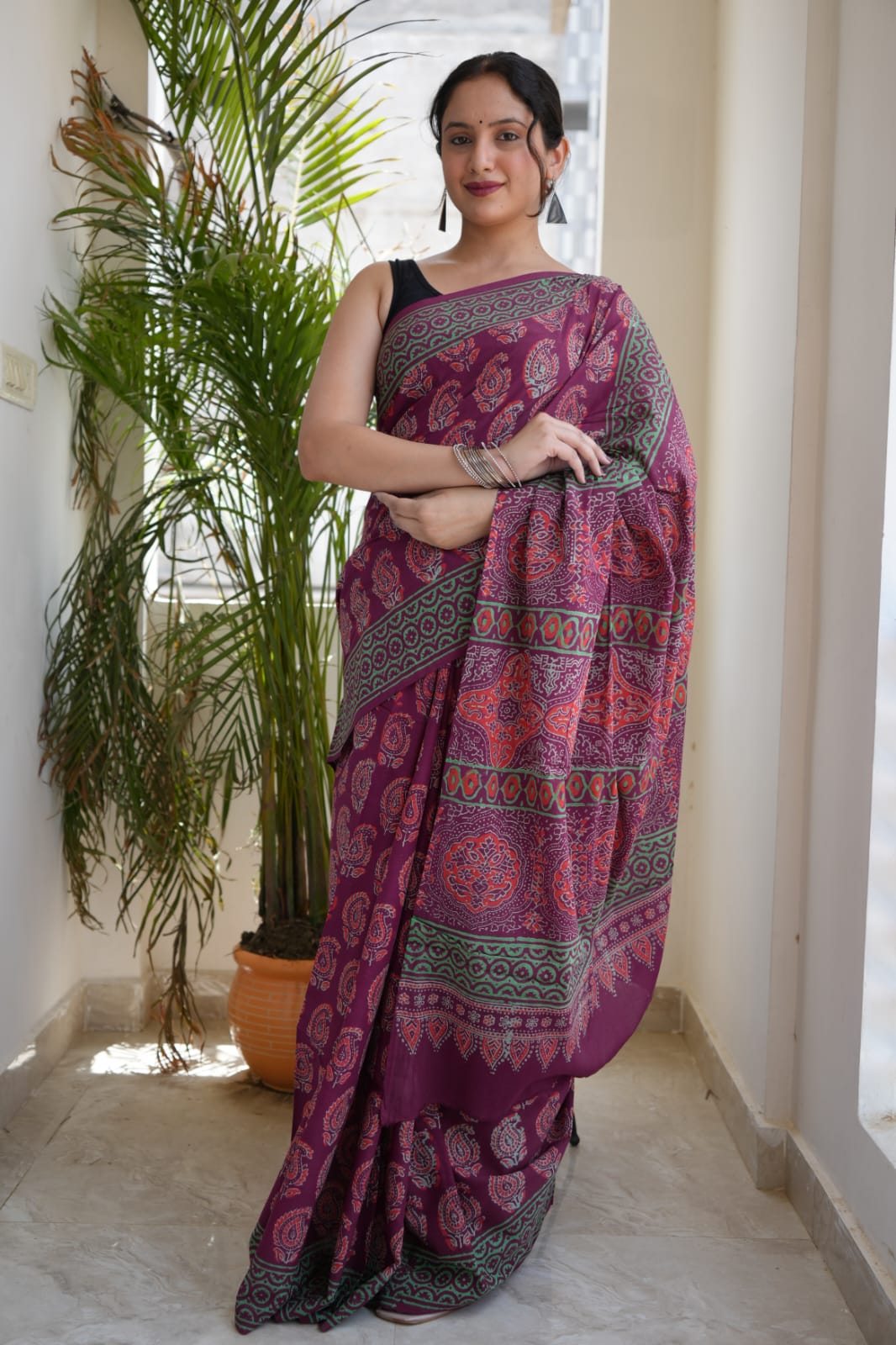 Jaipur Hand Block Printed Mulmul Cotton Saree