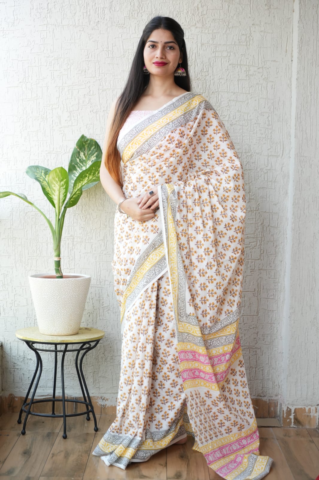 Jaipur Hand Block Printed Mulmul Cotton Saree
