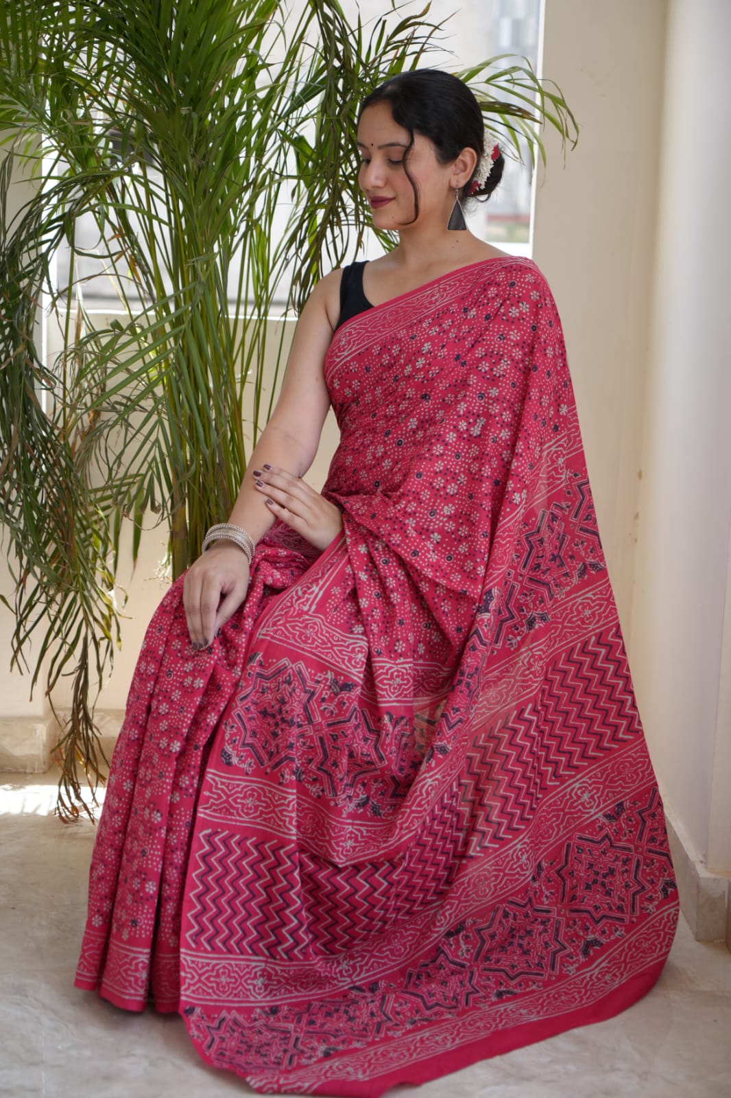 Jaipur Hand Block Printed Mulmul Cotton Saree