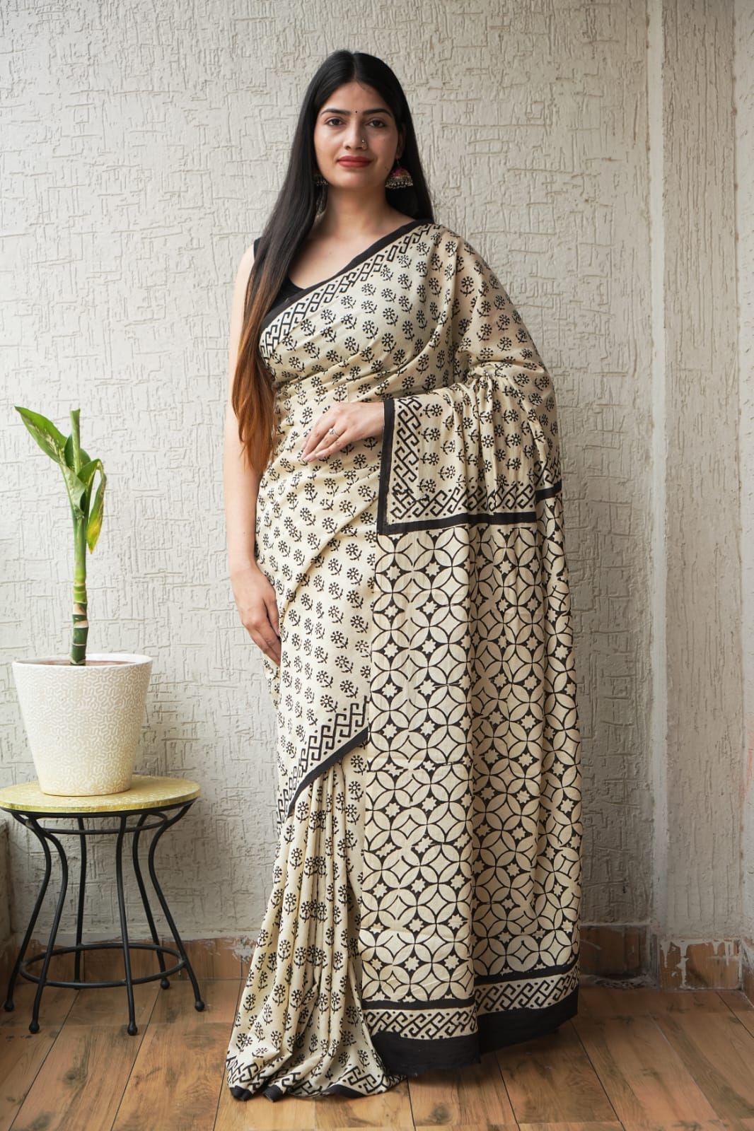 Jaipur Hand Block Printed Mulmul Cotton Saree