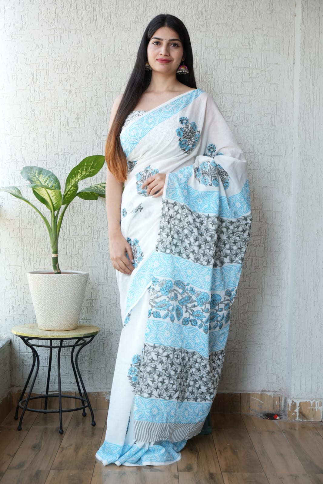 Jaipur Hand Block Printed Mulmul Cotton Saree