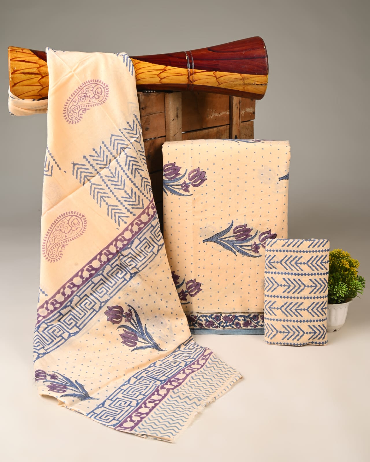 Royal Heritage Cotton Dress Material With Cotton Dupatta