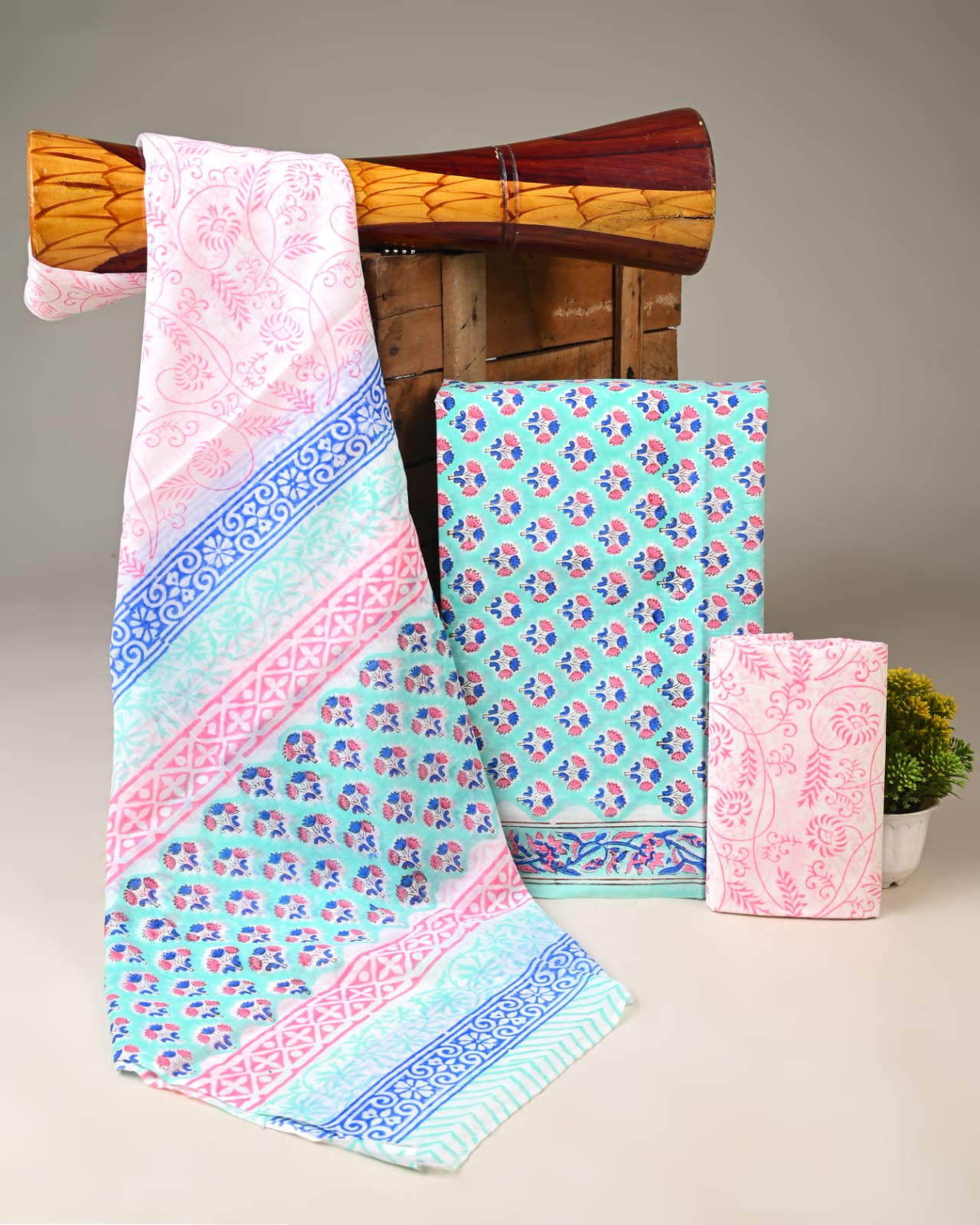Royal Heritage Cotton Dress Material With Cotton Dupatta