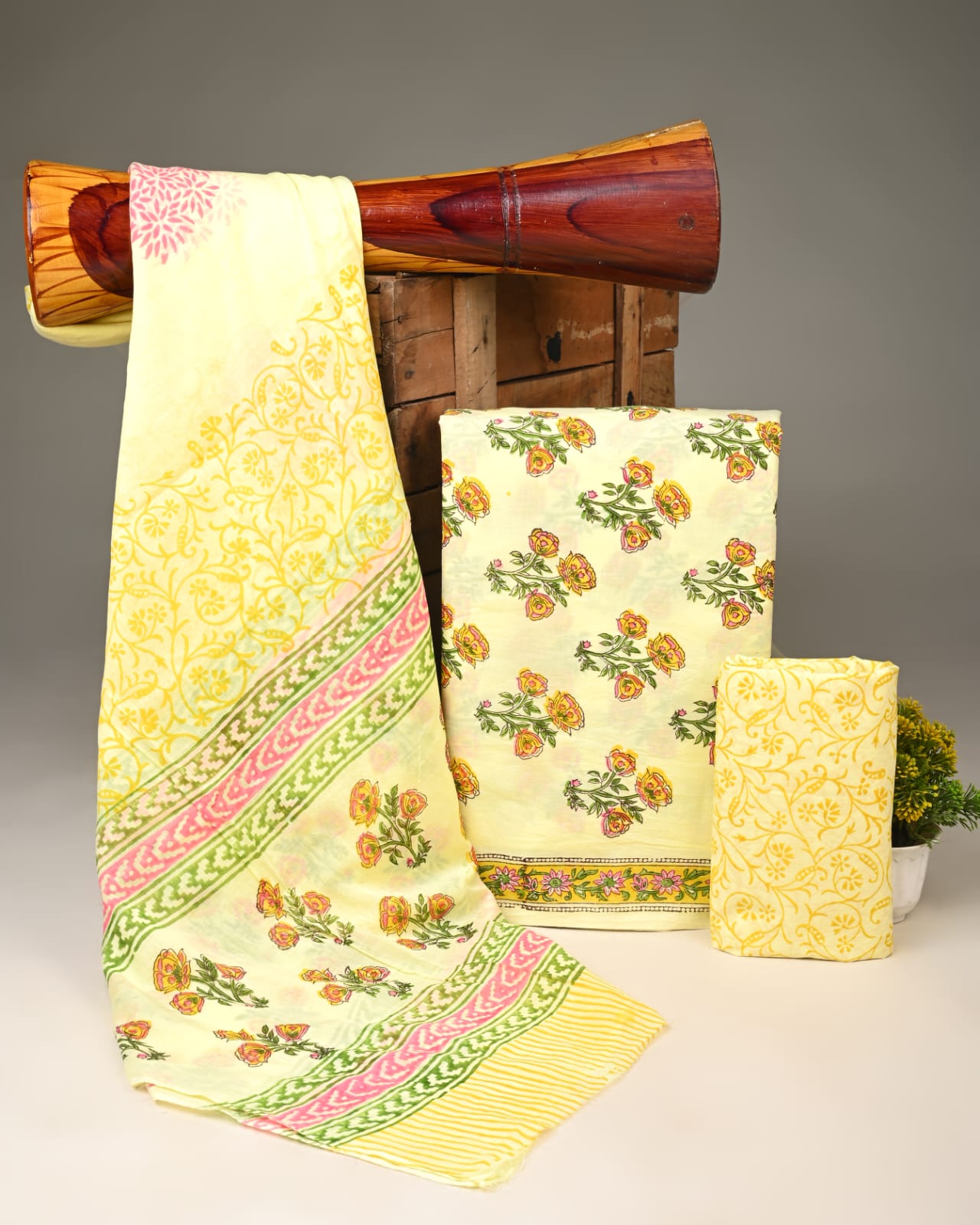 Royal Heritage Cotton Dress Material With Cotton Dupatta