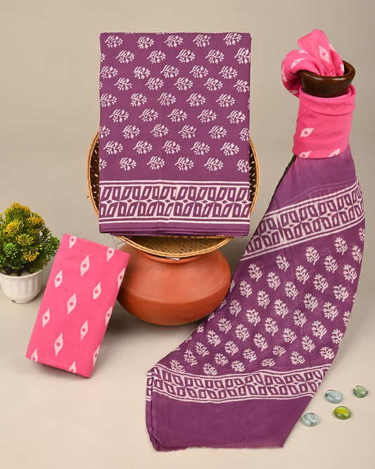 Royal Heritage Cotton Dress Material With Cotton Dupatta