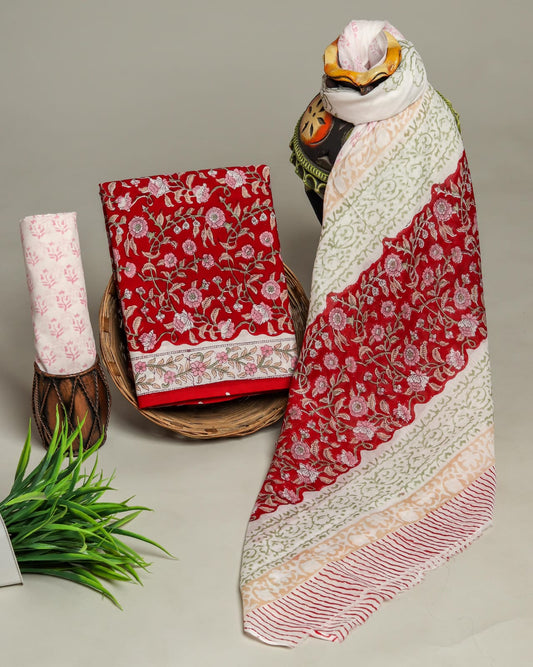 Royal Heritage Cotton Dress Material With Cotton Dupatta