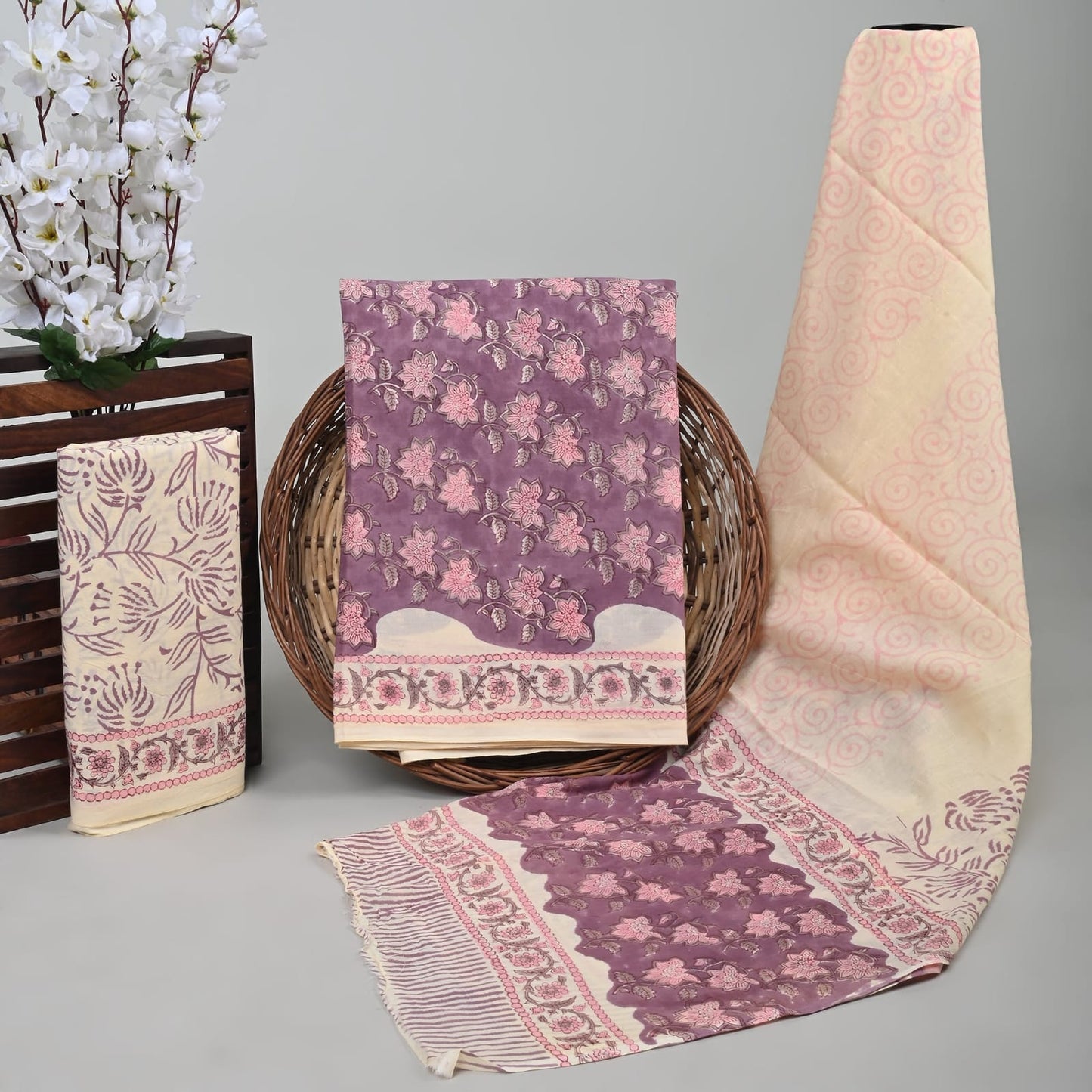 Royal Heritage Cotton Dress Material With Cotton Dupatta