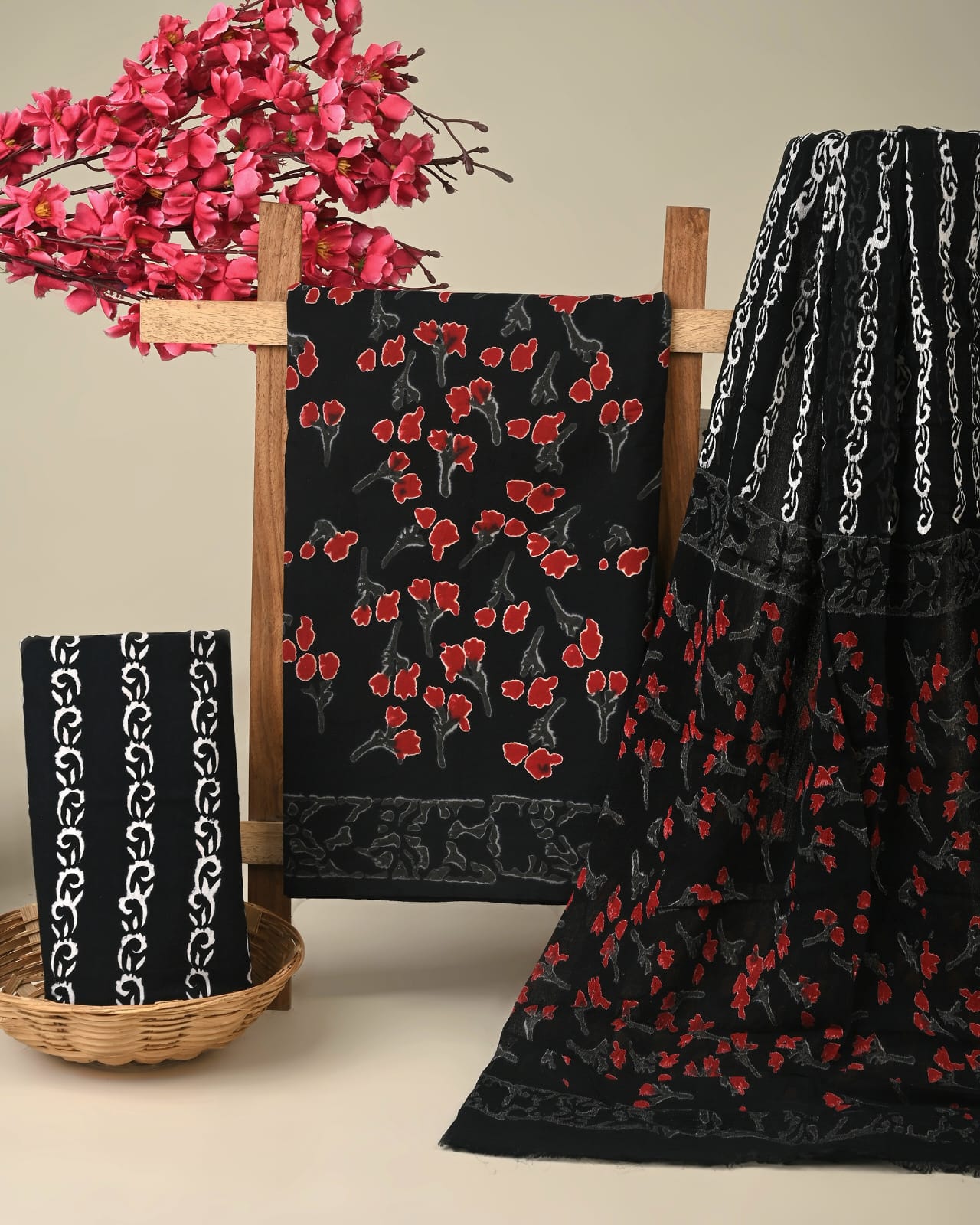 Royal Heritage Cotton Dress Materials with Chiffon Dupatta