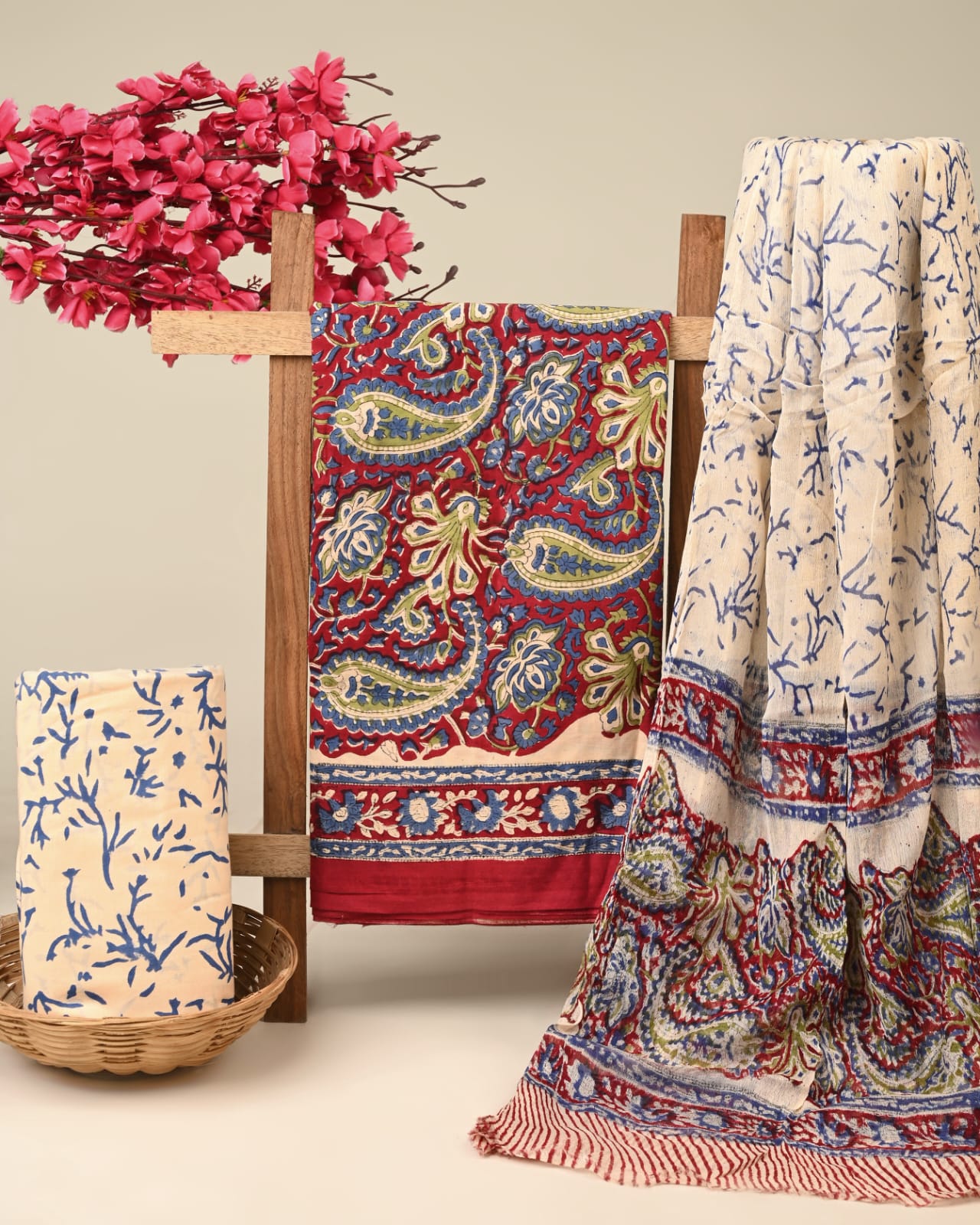 Royal Heritage Cotton Dress Materials with Chiffon Dupatta