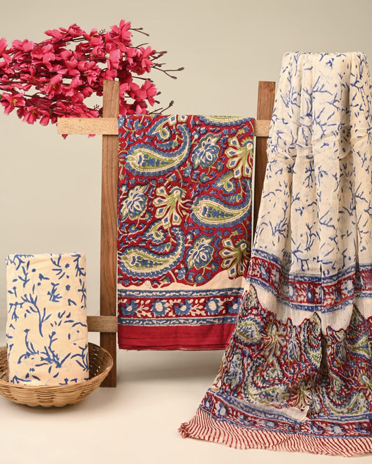 Royal Heritage Cotton Dress Materials with Chiffon Dupatta