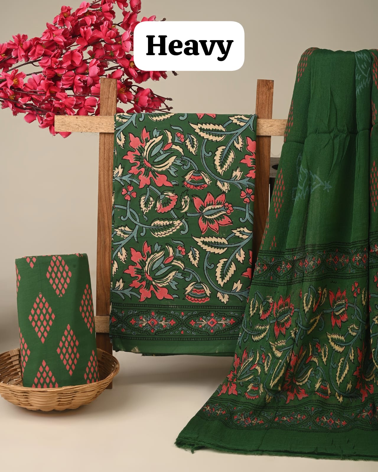 Royal Heritage Cotton Dress Materials with Chiffon Dupatta