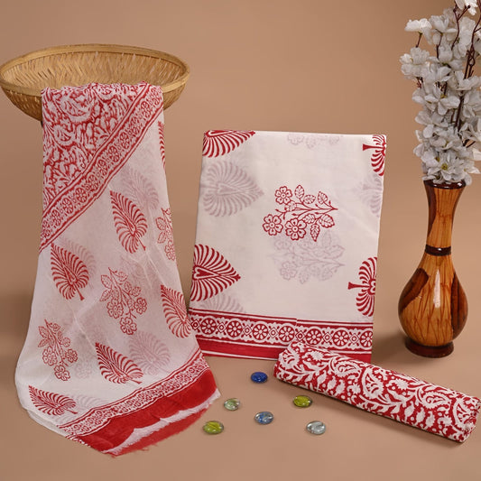 Royal Heritage Cotton Dress Materials with Chiffon Dupatta
