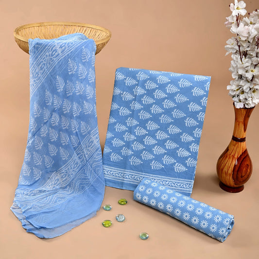 Royal Heritage Cotton Dress Materials with Chiffon Dupatta