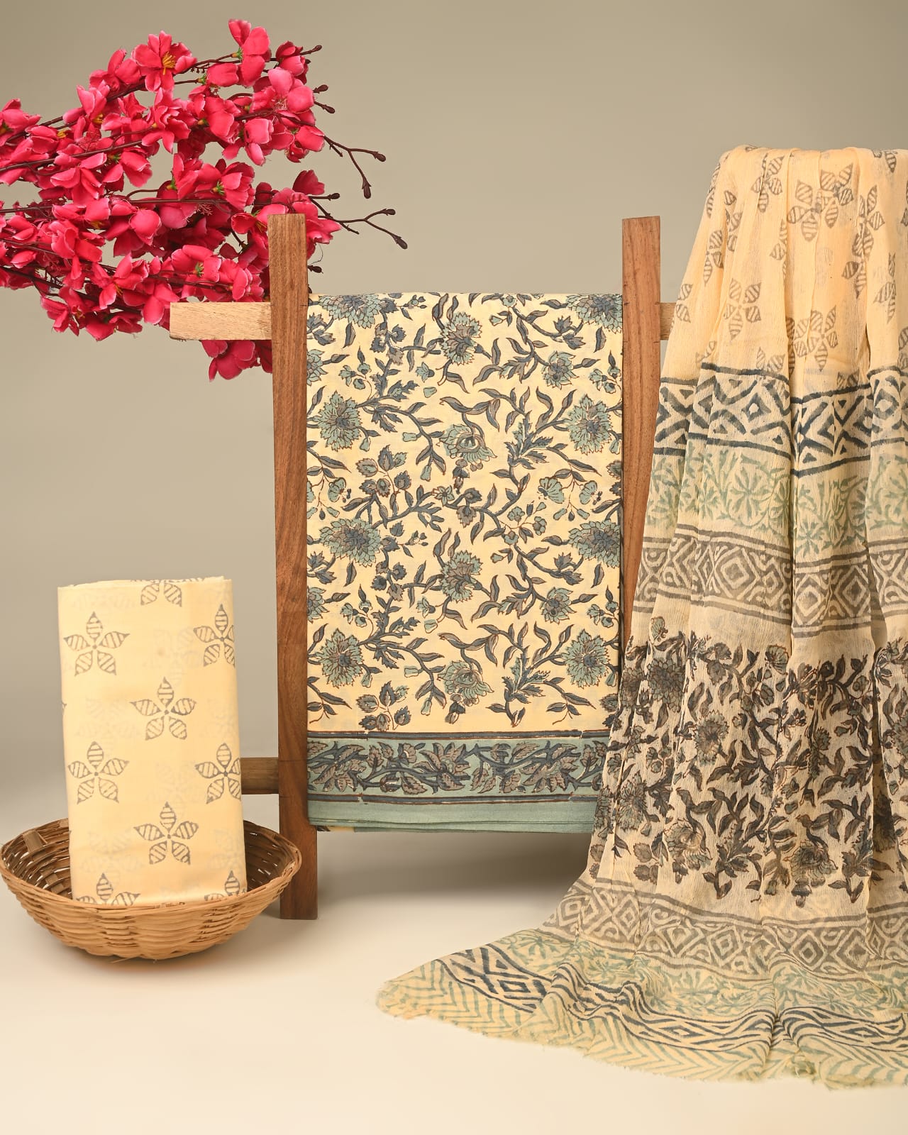 Royal Heritage Cotton Dress Materials with Chiffon Dupatta