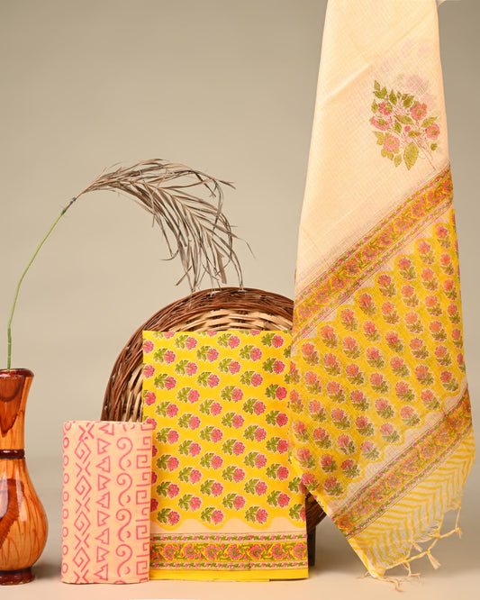 Royal Heritage Cotton Dress Material With Kota Doriya Dupatta