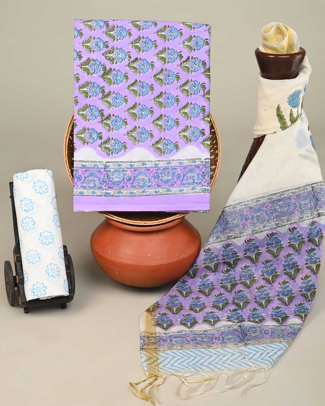 Royal Heritage Cotton Dress Material With Chanderi Dupatta