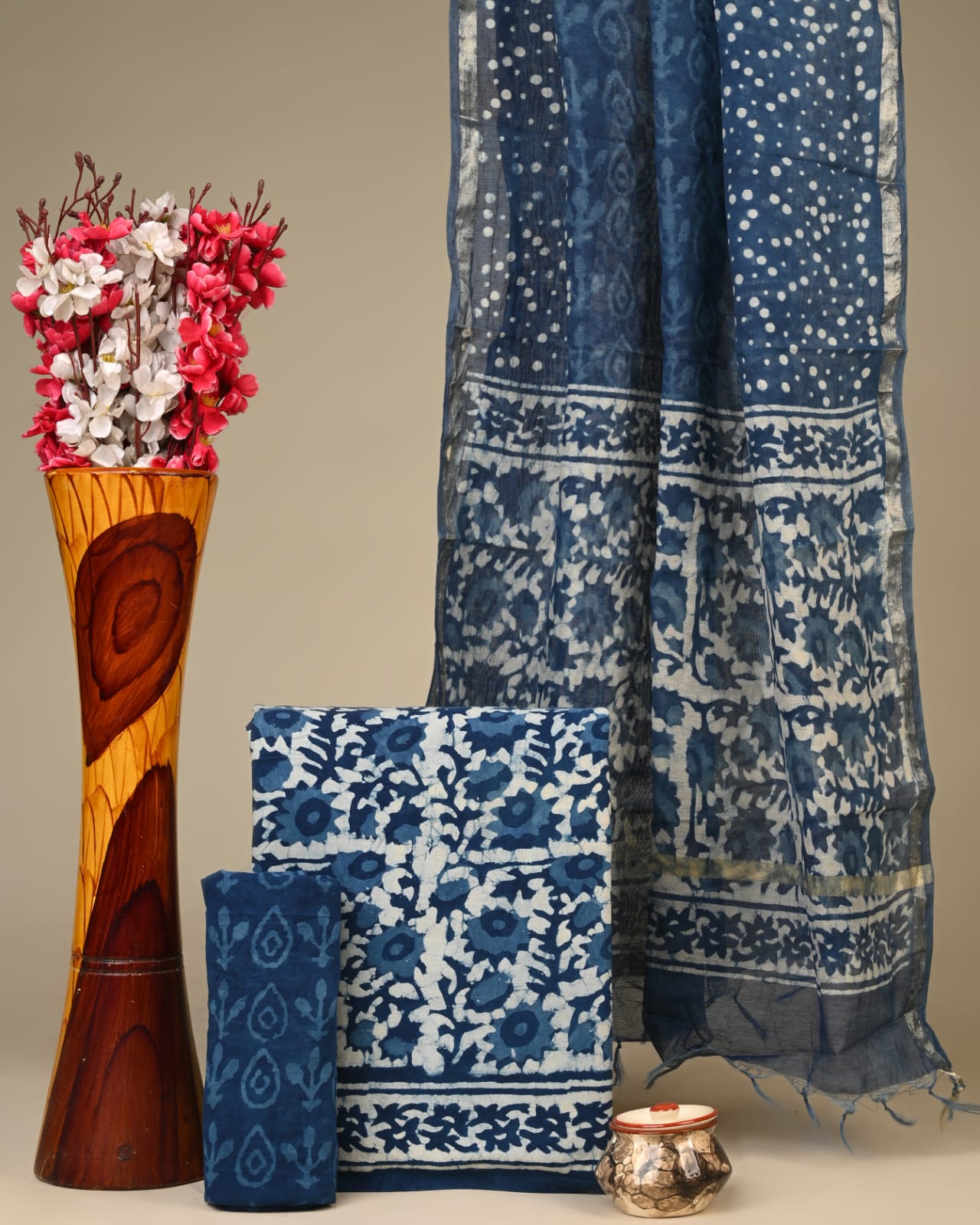 Royal Heritage Cotton Dress Material With Chanderi Dupatta