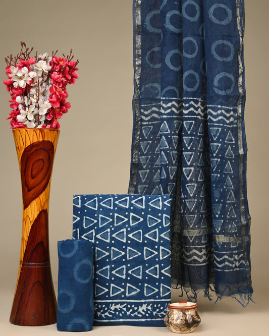 Royal Heritage Cotton Dress Material With Chanderi Dupatta