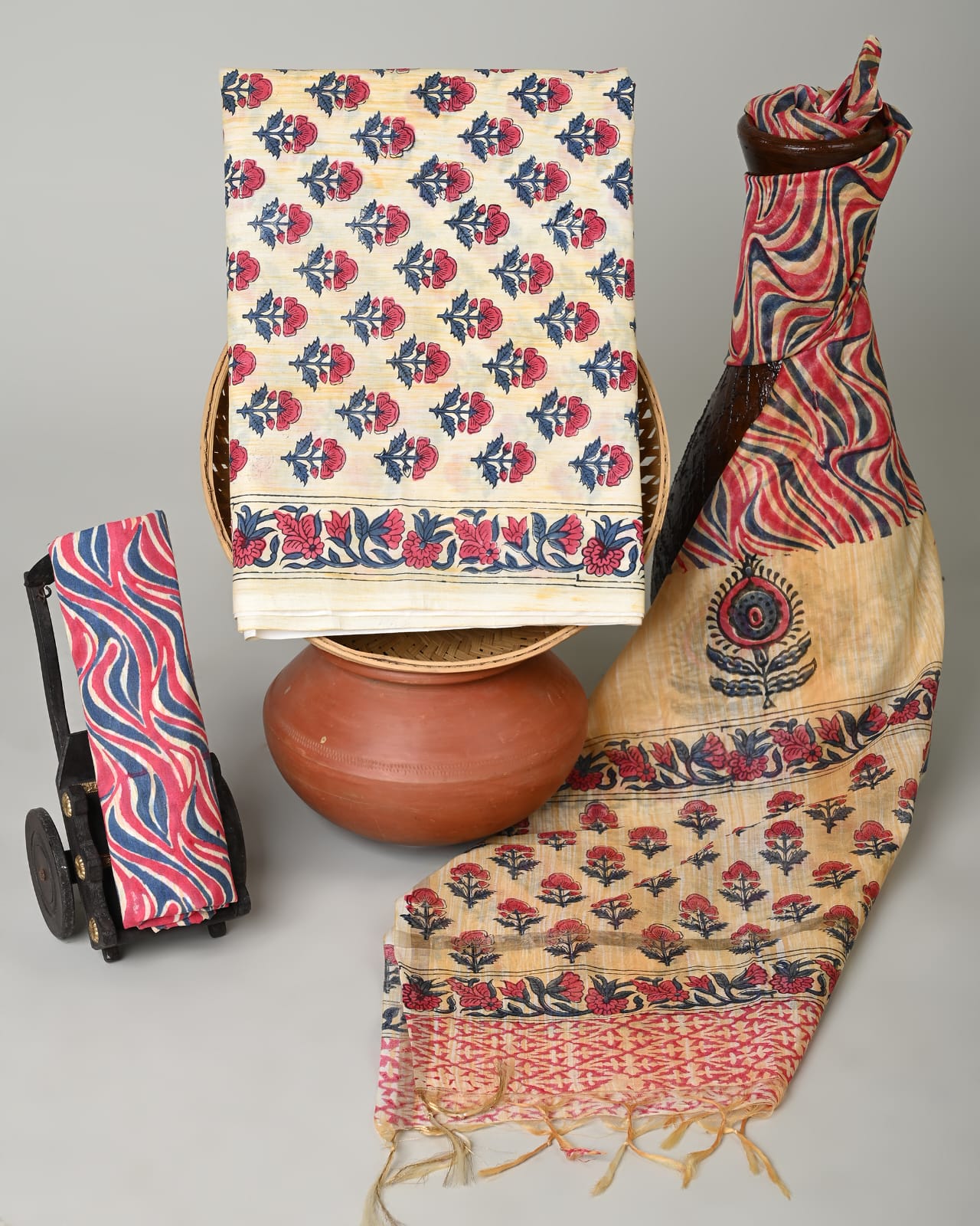 Royal Heritage Cotton Dress Material With Chanderi Dupatta