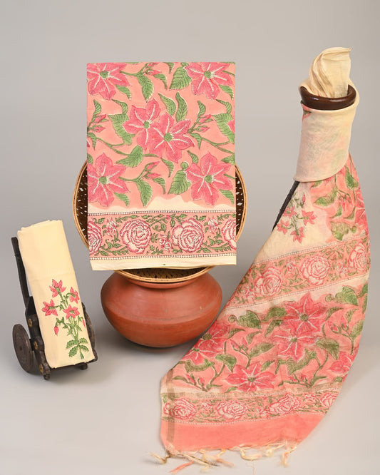 Royal Heritage Cotton Dress Material With Chanderi Dupatta