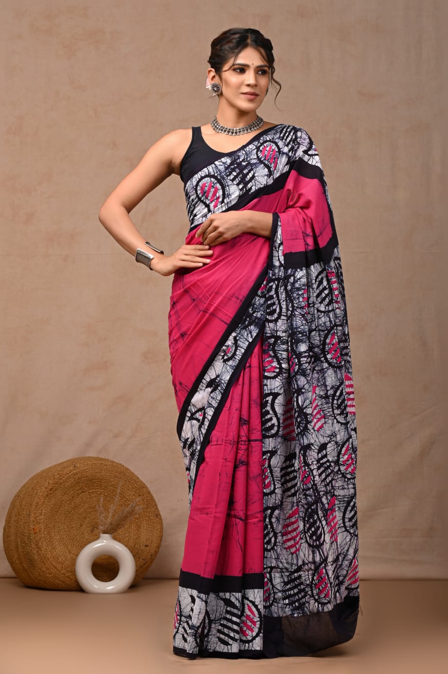 Jaipur Hand Block Printed Mulmul Cotton Saree