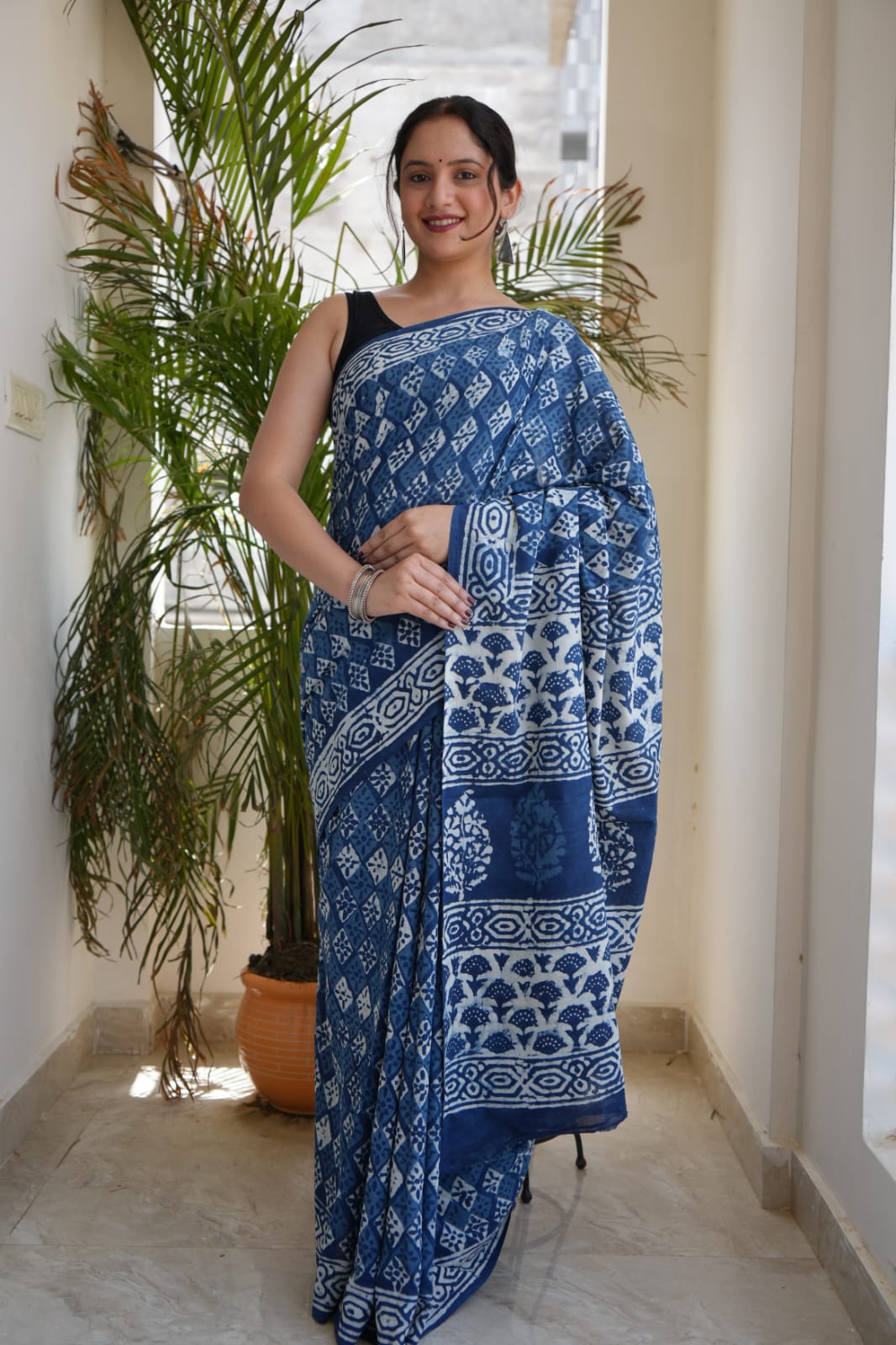 Jaipur Hand Block Printed Mulmul Cotton Saree