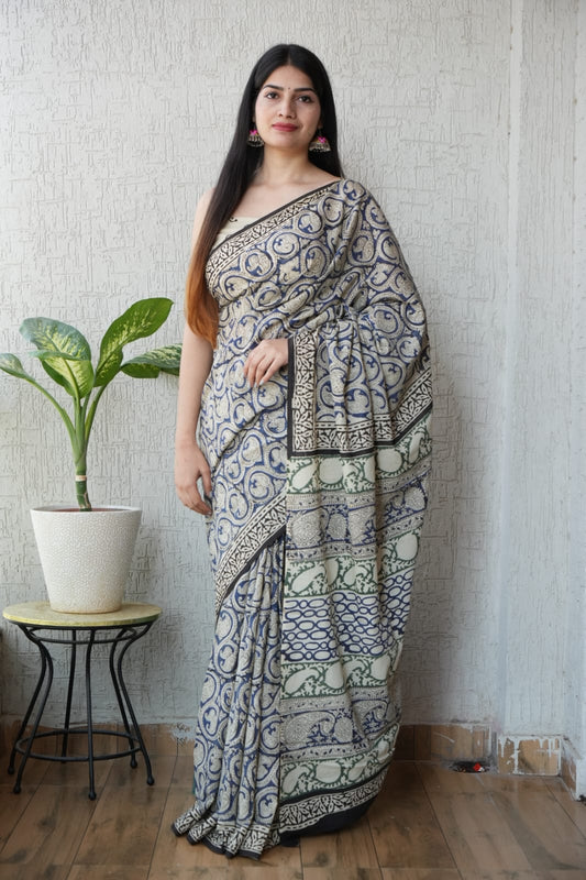Jaipur Hand Block Printed Mulmul Cotton Saree