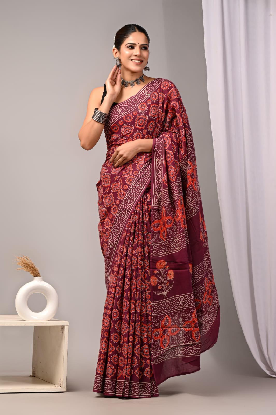 Jaipur Hand Block Printed Mulmul Cotton Saree