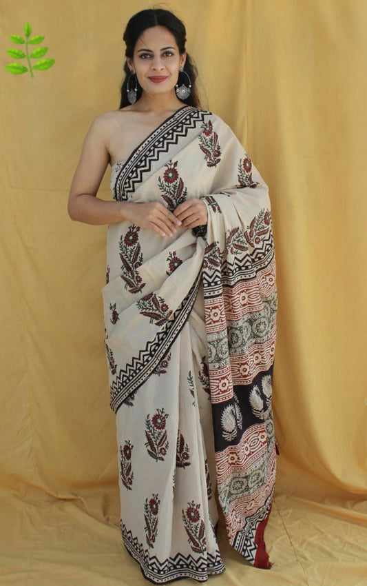 Jaipur Hand Block Printed Mulmul Cotton Saree