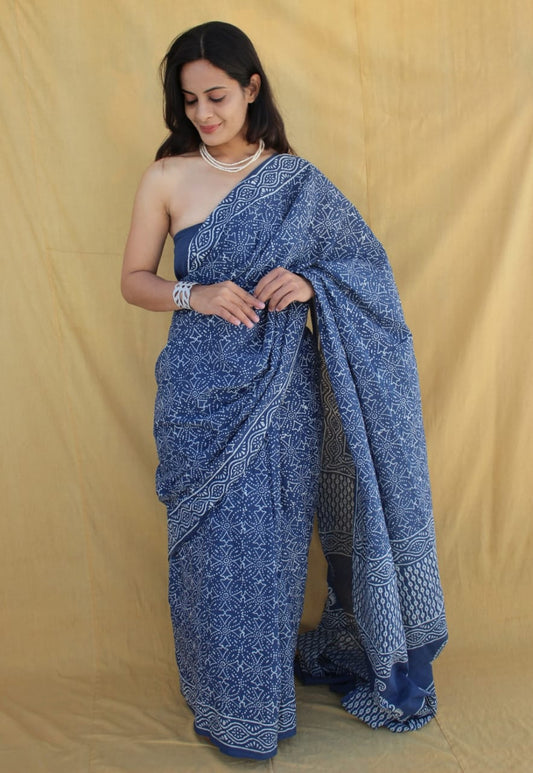 Jaipur Hand Block Printed Mulmul Cotton Saree